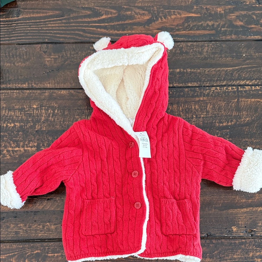 GAP Red Hooded Kids Jacket with White Trim
